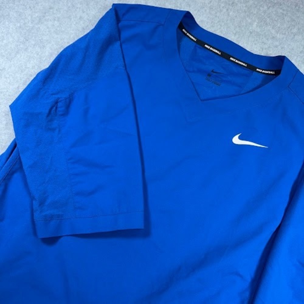 Nike Baseball Pullover Athletic Shirt Mens L Blue V-Neck 3/4 Sleeve Sports